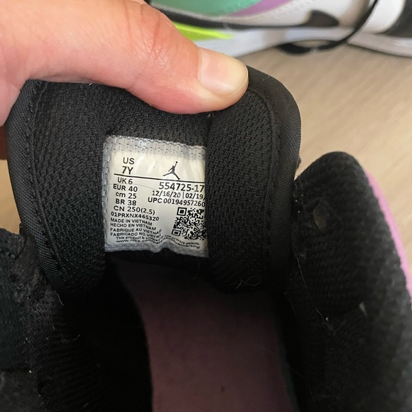 Jordan Kids Black White Green Purple Sneakers